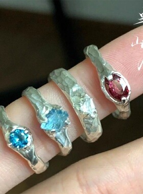 新款苏新皓同款切面红石尾戒戒指轻奢高级感开口可调节指环礼物