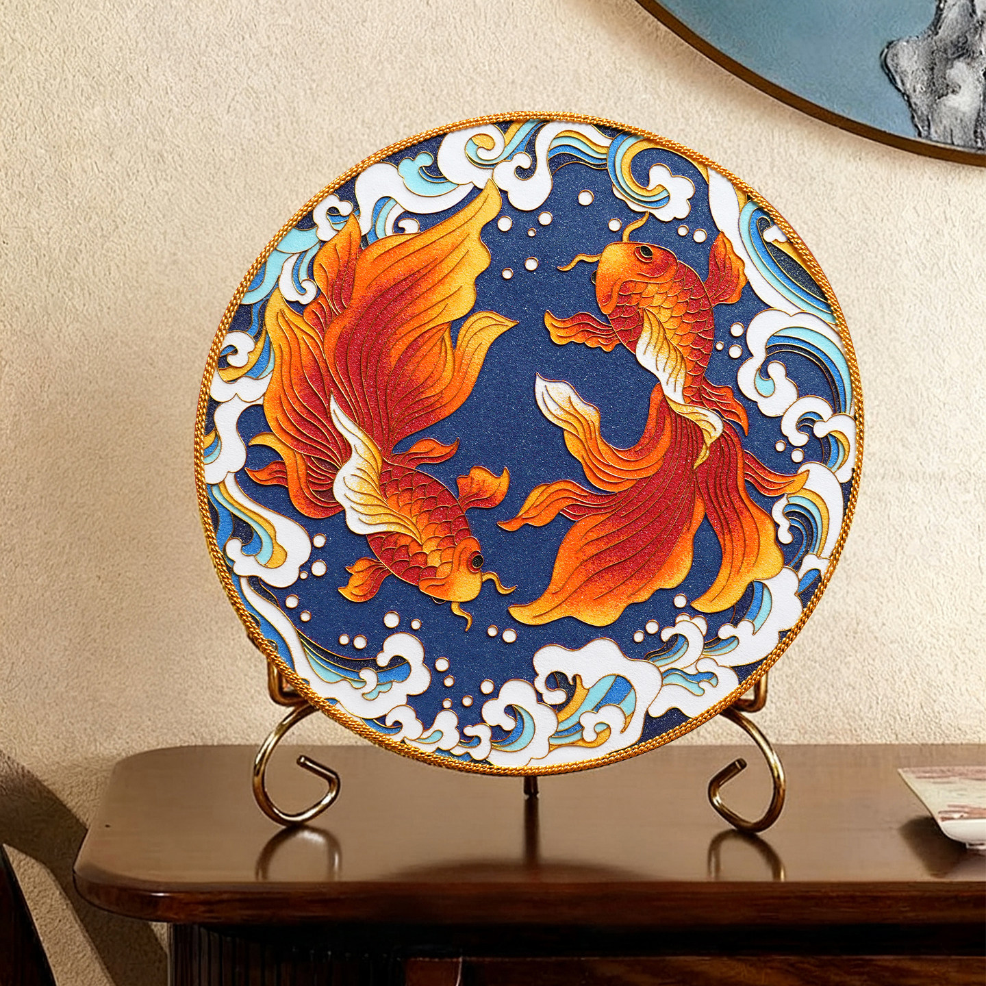 锦鲤手工画景泰蓝掐丝珐琅画diy材料包好运装饰画摆件 非遗手工艺,淘宝优惠券,粉丝福利购,淘宝优惠卷