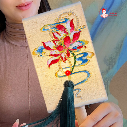 荷花台灯 国风景泰蓝掐丝珐琅画diy材料包  中国非遗手工传承礼物