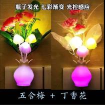 (dark automatically bright) Little night light plug-in LED intelligent light control induction mini bedroom energy saving bed head lamp