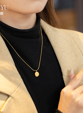 钛钢毛衣链字母吊坠项链