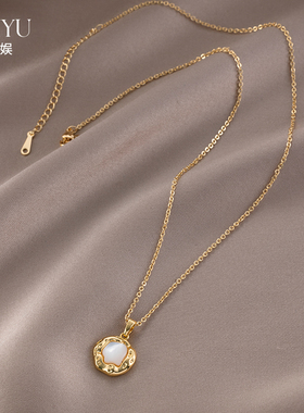 法式气质贝子吊坠镀金毛衣链