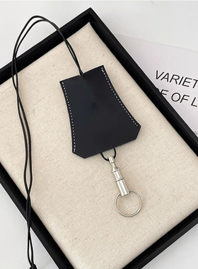 长款皮质钥匙包包项链