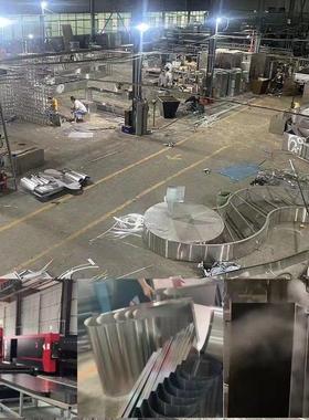 户外不锈钢花箱组合商业街花槽铁艺花器广场花盆隔断室外花坛定制