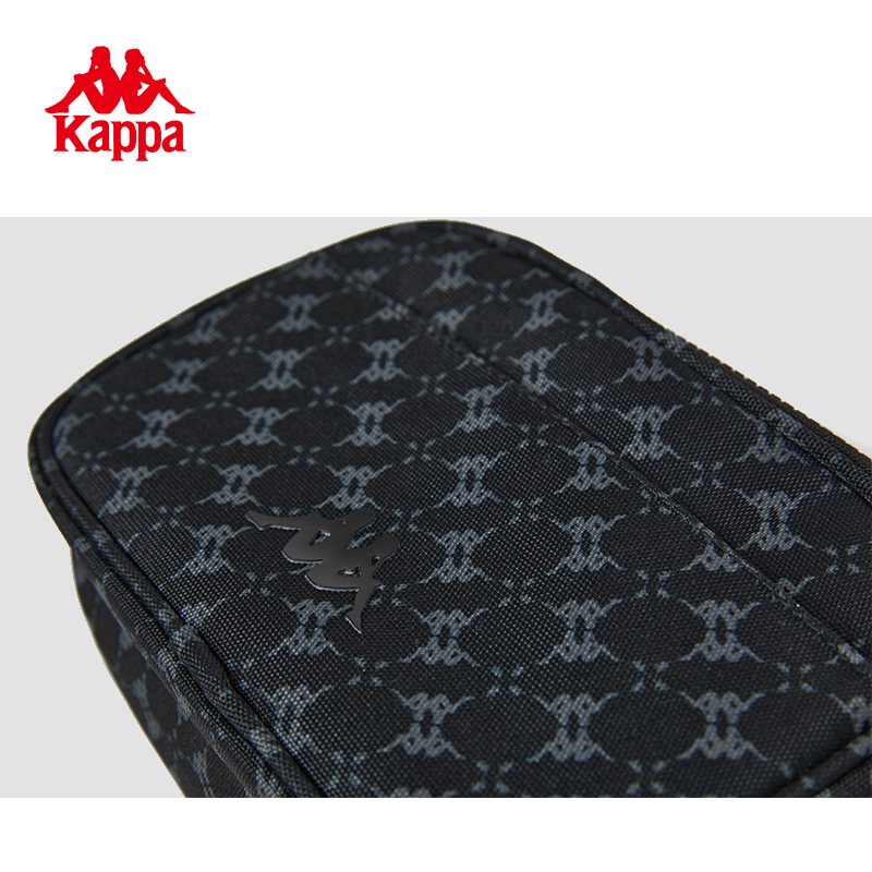 Kappa卡帕新款中性潮流老花相机包女黑色满印时尚单肩斜挎包男-图3