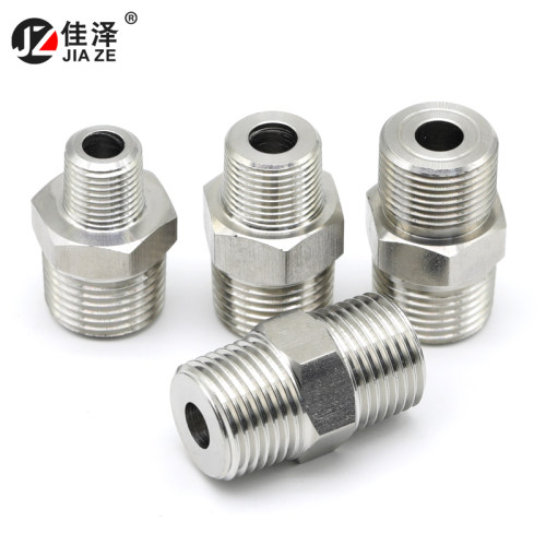 304/316L不锈钢六角对丝 加厚高压变径双外丝转换接头ZG NPT M R - 图1