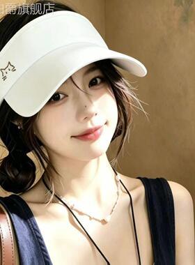 2026春夏款帽子女款多巴胺空顶帽可爱猫咪遮阳帽大帽簷防晒遮阳帽