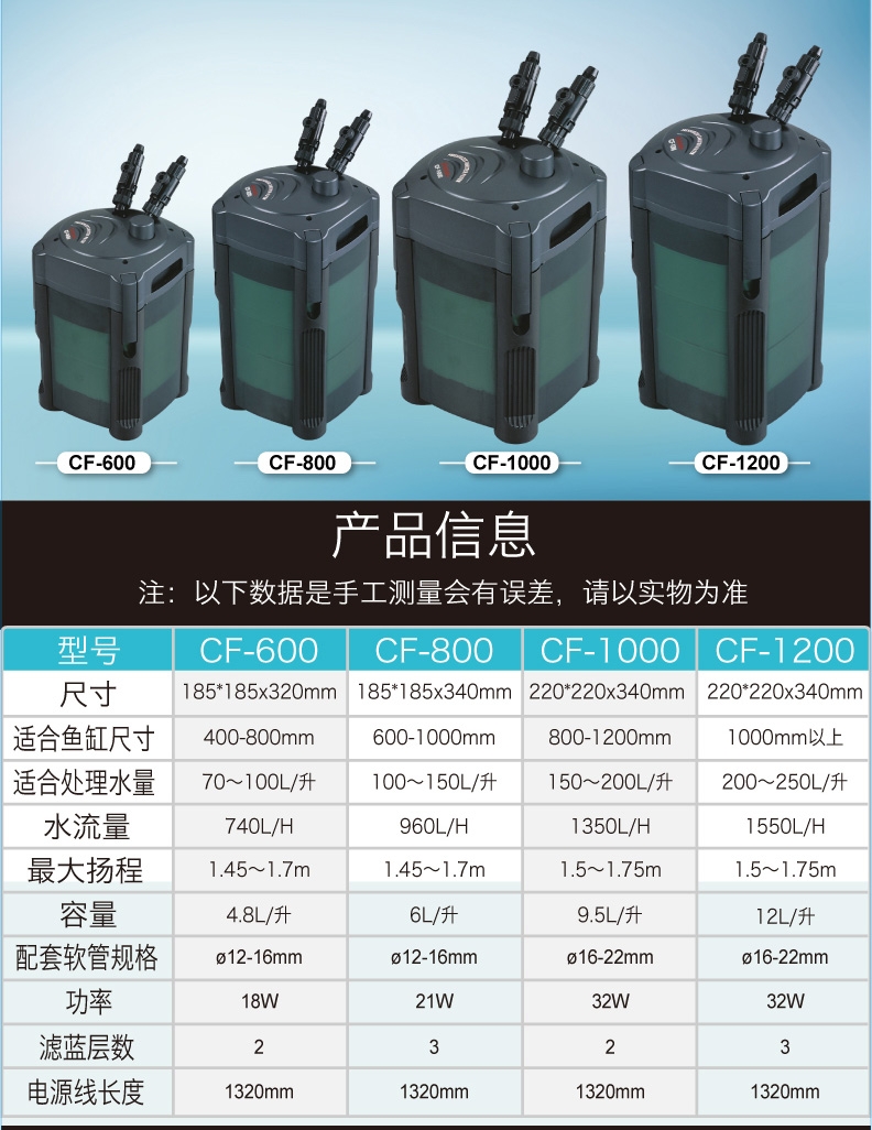 创星过滤桶 主滤筒 CF600系列 Atman外置筒CF800经典过滤器CF1200 - 图1