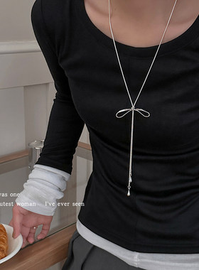 蝴蝶结流苏项链轻奢小众设计感