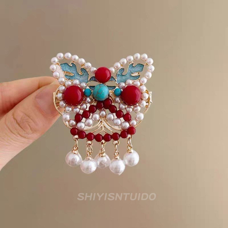 儿童新年醒狮流苏发夹女童喜庆可爱侧边刘海夹子宝宝发卡汉服头饰,淘宝优惠券,粉丝福利购,淘宝优惠卷