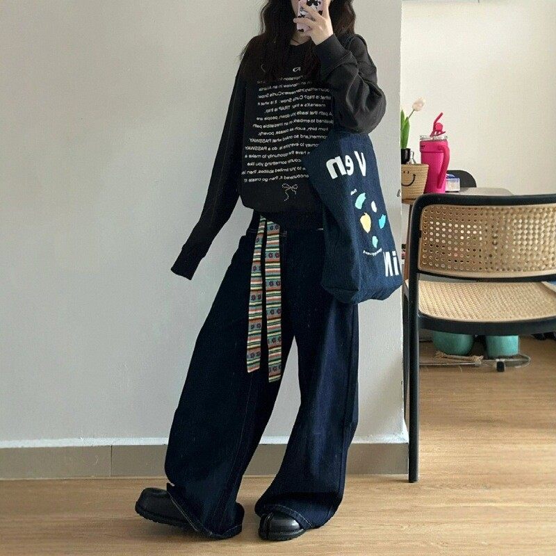 高街复古彩色拼接丝巾腰带女款牛仔裤腰间裤链百搭长条腰链配饰