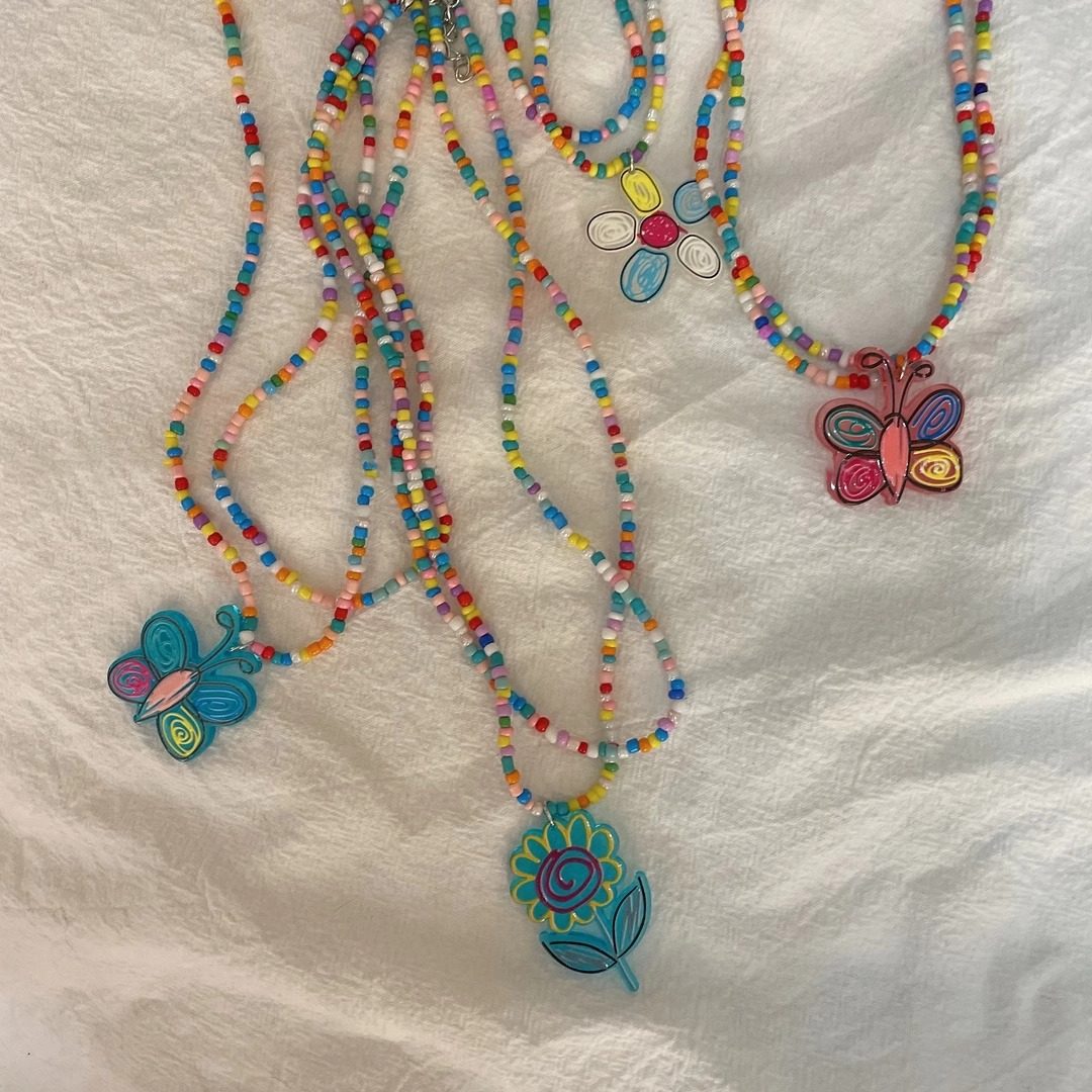 夏日儿童彩色串珠吊坠项链新款女童公主可爱锁骨链条女孩演出配饰,淘宝优惠券,粉丝福利购,淘宝优惠卷