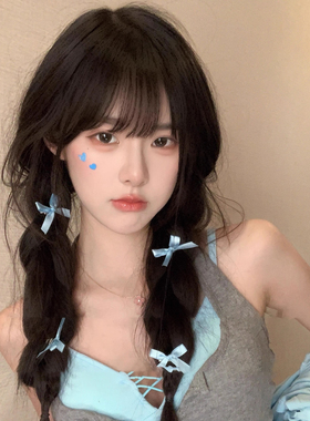 芭蕾风蓝色蝴蝶结小发夹女
