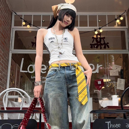 韩版ins黄色系腰丝巾领带女新款牛仔裤腰带配饰小众时尚裤带腰链 - 图3