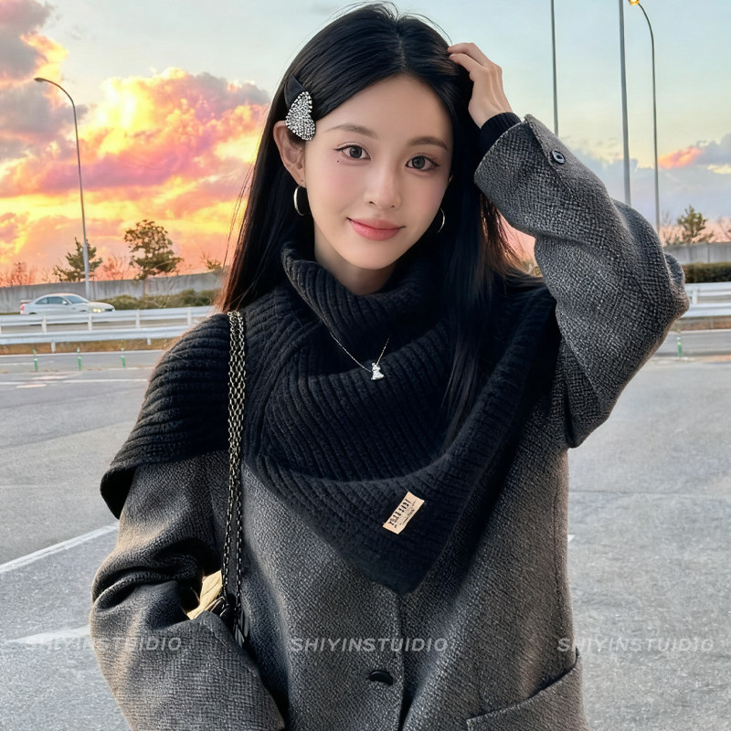 韩版高领套头围巾女2025新款冬季保暖围脖配外套针织脖套外搭披肩,淘宝优惠券,粉丝福利购,淘宝优惠卷