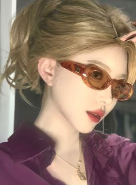 黑色复古椭圆墨镜女网红欧美风显脸小防紫外线2025新款太阳镜男潮