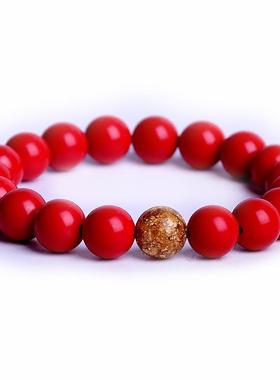 【买一赠六】朱砂四面佛金箔珠男女爱情手链手串新款特价饰品
