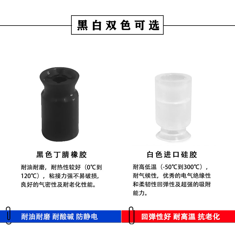 SMC气动真空吸盘白色耐高温带肋平型强力吸嘴ZP2-B06C ZP2-B08C/7 - 图2