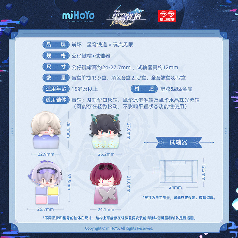 MiHoYo Honkai Impact Star Railway Fingertip Keycap Series First Trend Blind Box Mechanical Keyboard Key