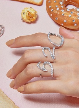 tripletipsy数字纯银戒指明星款