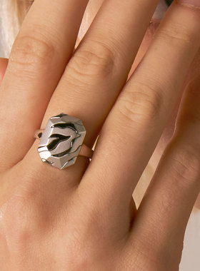 tripletipsy虎纹双色拼接开口戒