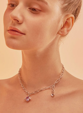 tripletipsy紫色爱心小众项链