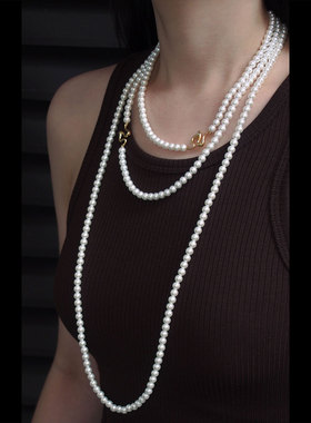 triple tipsy塞壬人鱼三层珍珠项链 蛇尾造型毛衣链 叠戴战袍