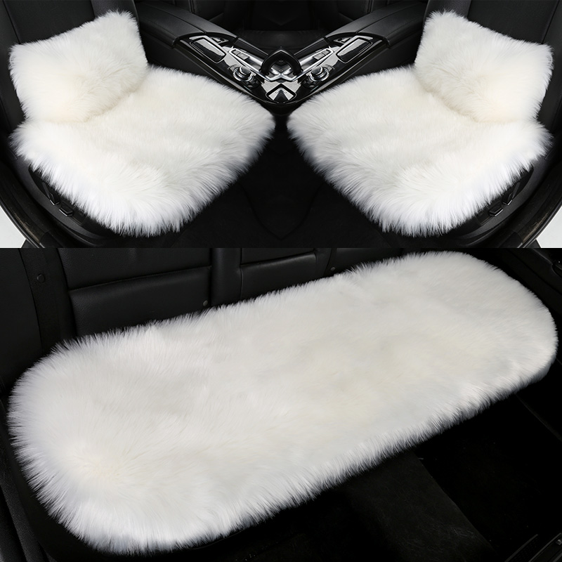汽车坐垫冬季毛绒保暖单片后排车垫三件套长毛垫女加厚通用品座垫 - 图1