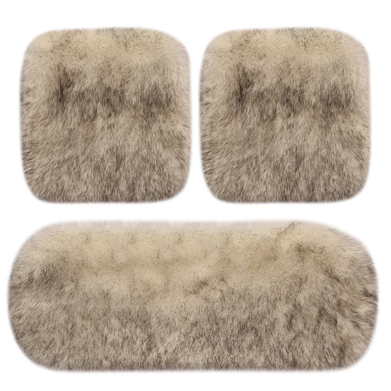 汽车坐垫冬季毛绒保暖单片后排车垫三件套长毛垫女加厚通用品座垫 - 图3