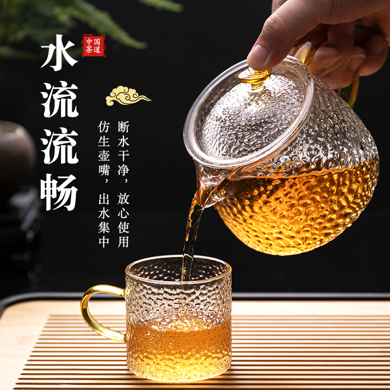 玻璃茶壶单壶耐高温茶水分离过滤茶具家用小花茶煮茶器泡茶壶套装