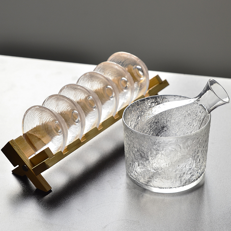 日式清酒壶套装玻璃黄酒温酒器烫酒壶家用一两白酒杯咖啡锤纹斗笠 - 图0