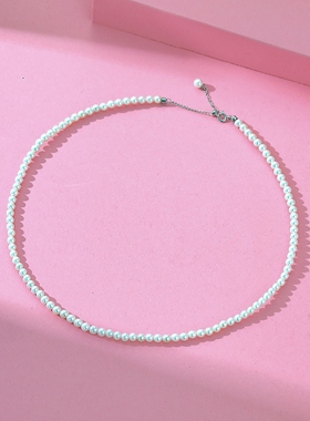 吊坠925银 正圆极光baby珠小米珠项链海贝壳小米珠3-4mm