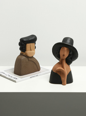 美式现代手绘粗砂陶瓷摆件