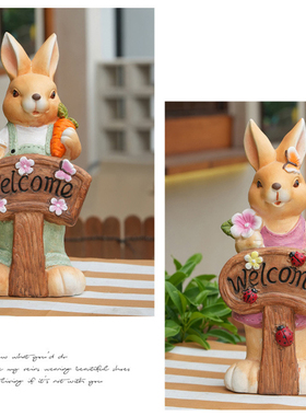 仿真氧化镁兔子欢迎装饰桌面摆件