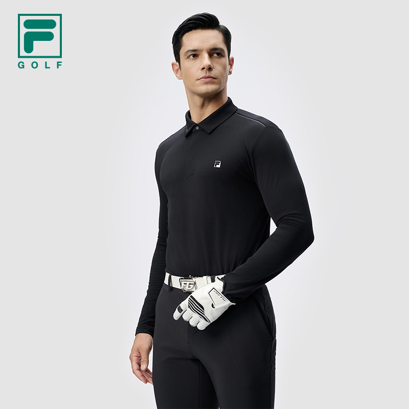 FILA 斐乐官方男子针织长袖POLO衫2025冬新款高尔夫运动防晒上衣 - 图1