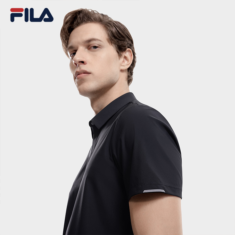 FILA 斐乐官方正品男士针织短袖POLO衫夏季简约凉感商务休闲上衣