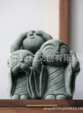 京都地藏造型鱼缸水族盆景可爱日式小和尚桌面摆件家居茶宠