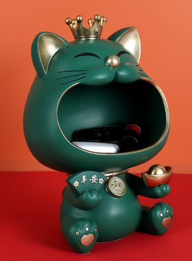 平安喜乐招猫简约现代家居摆件进门口玄关钥匙收纳乔迁开业礼物