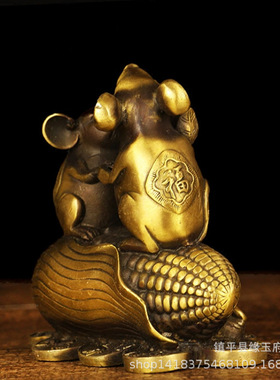2020铜黄铜玉米鼠摆件duo子duo孙金属工艺品家居摆件