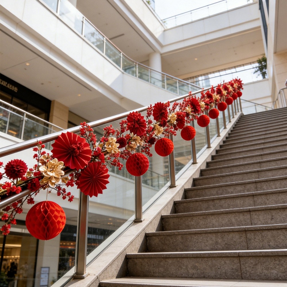 红色花艺仿真花造景假花藤条门头楼梯栏杆店铺春节过新年装饰挂件,淘宝优惠券,粉丝福利购,淘宝优惠卷