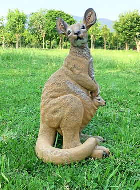 仿真袋鼠玻璃钢公园绿地房产摆件