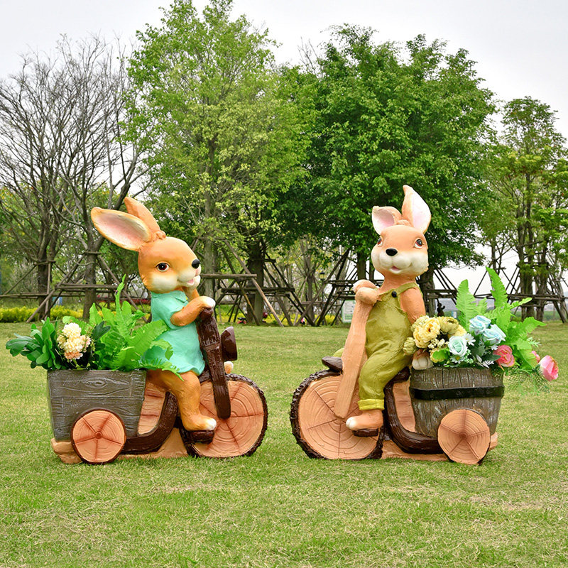 户外卡通花缸兔子雕塑花园庭院仿真动物花盆摆件幼儿园落地装饰品,淘宝优惠券,粉丝福利购,淘宝优惠卷