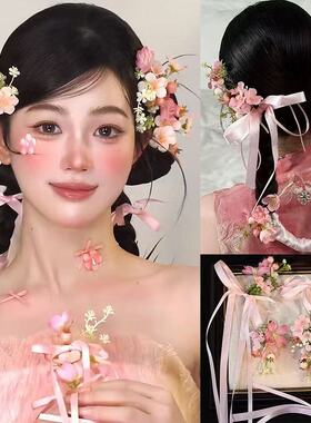 新中式新娘花朵发夹头饰套装