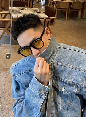 韩版黄色墨镜女夏偏光方形2021年新L款潮男网红眼镜大脸显瘦