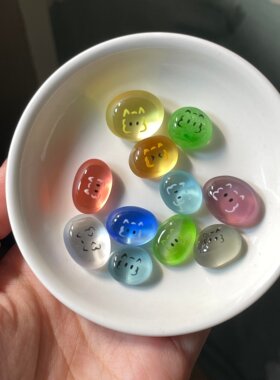 宠物石头可以养的解压海玻璃卡通表情彩色小石头治愈系装饰品摆件