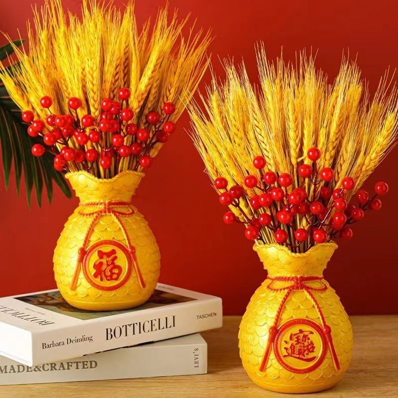 室内高档摆件招财转运金黄麦穗钱袋子花瓶开业柜台新房桌面小摆件,淘宝优惠券,粉丝福利购,淘宝优惠卷