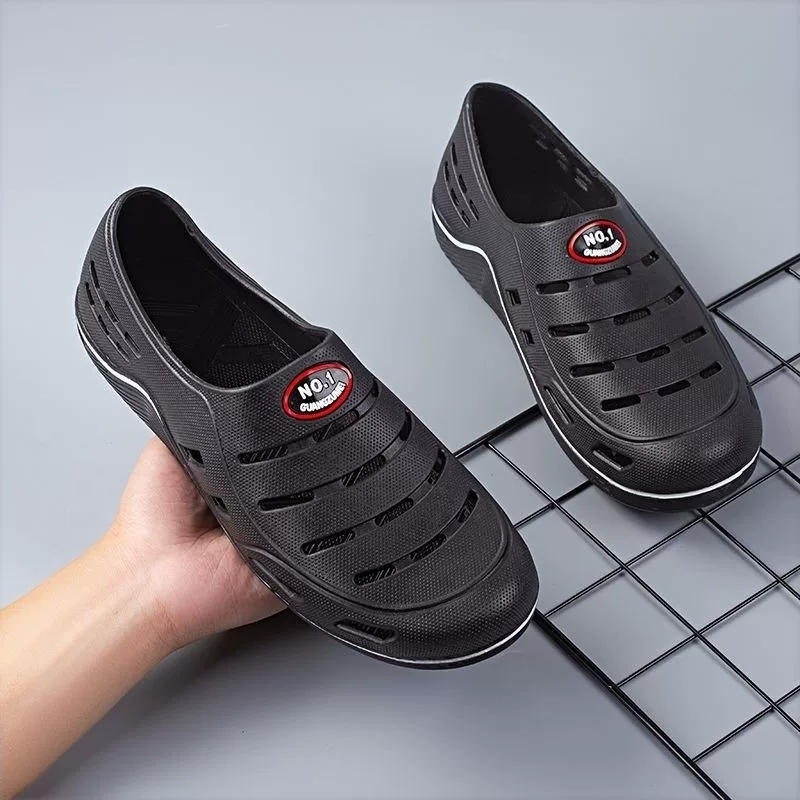 2025 Сандалии Мужчины Тендоннистка Подошва Crocs Сносостойкость строительной площадки обувь унисекс Средних и пожилых людей Высокий стиль пляжного охлаждения и непромокаемость