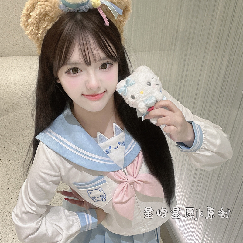 星屿星愿【布丁猫】原创正版jk制服套装幼稚园粉色萌系软妹水手服 - 图2