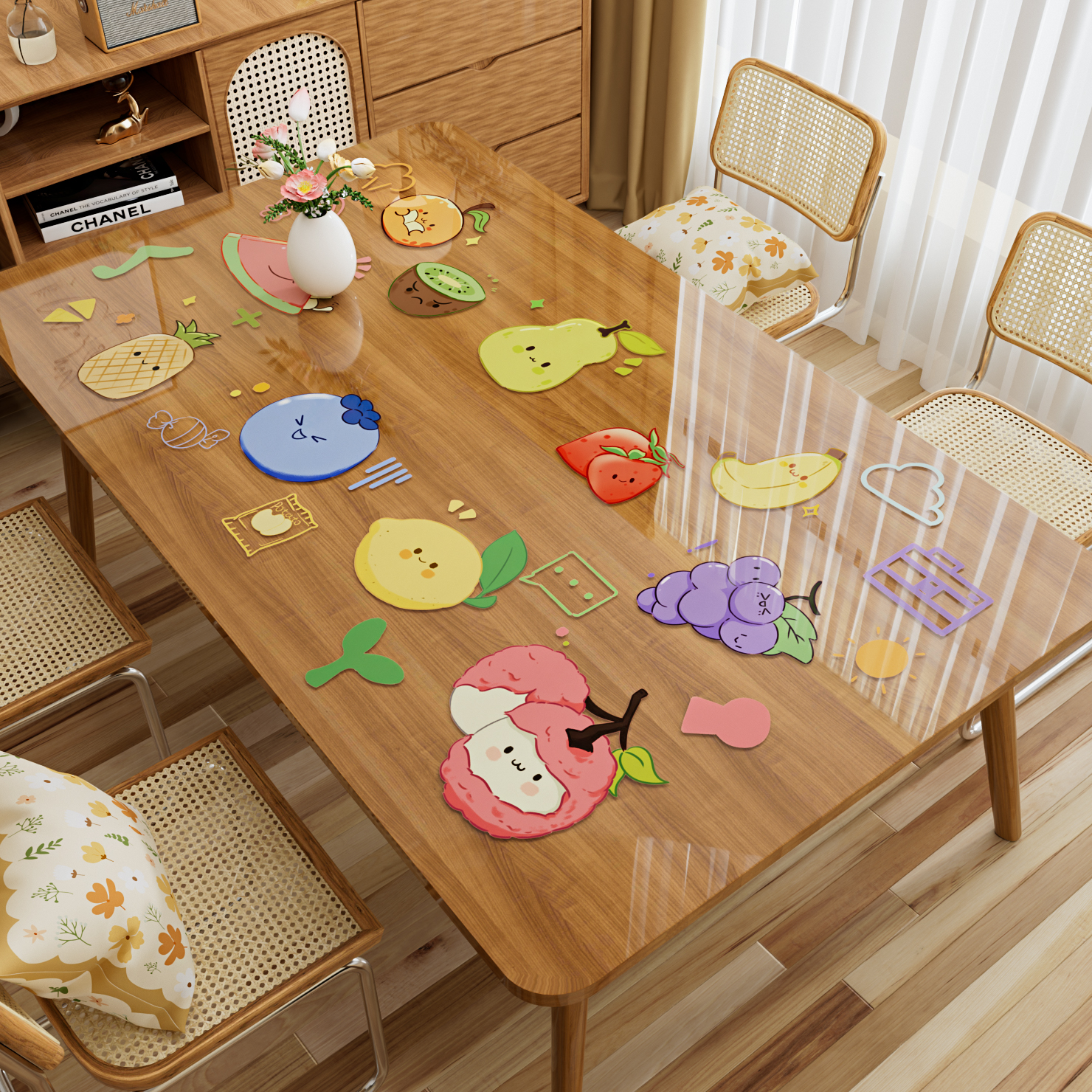 多巴胺卡通动漫透明茶几桌垫软玻璃防水防油免洗桌布餐桌保护垫子 - 图0