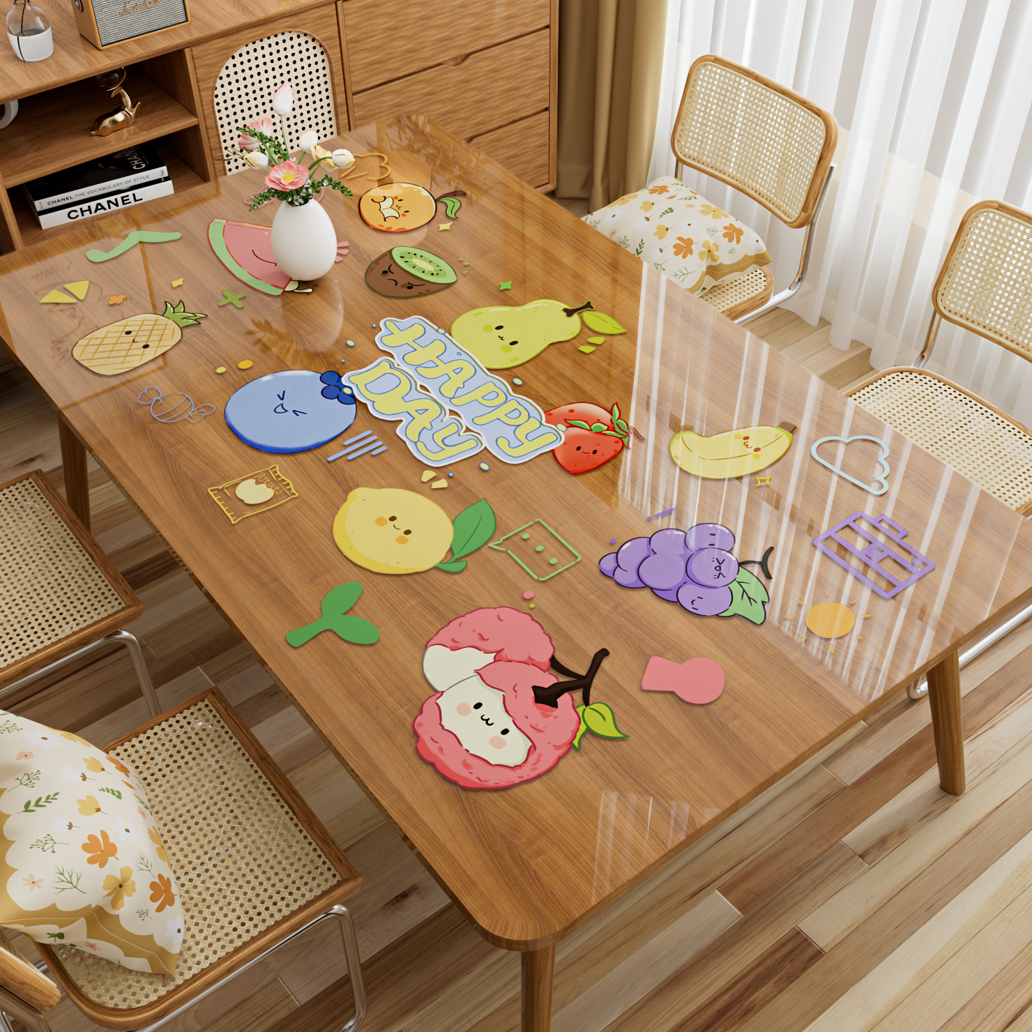 多巴胺卡通动漫透明茶几桌垫软玻璃防水防油免洗桌布餐桌保护垫子 - 图1